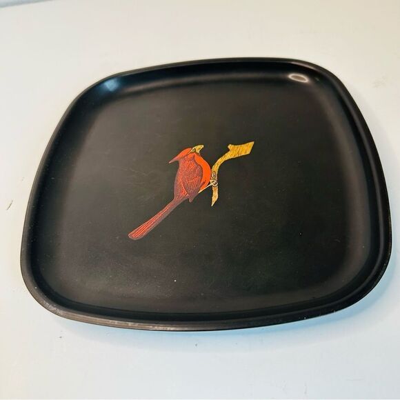 Couroc Black Square Vintage Cardinal Tray - Picture 1 of 2